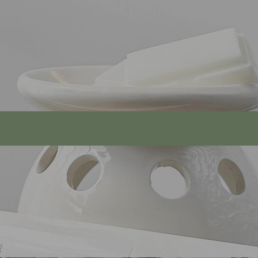 White ceramic bowl holding unmelted wax squares